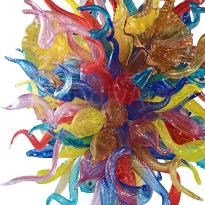 Custom multicolor blown glass lighting flower and leaves shape modern design