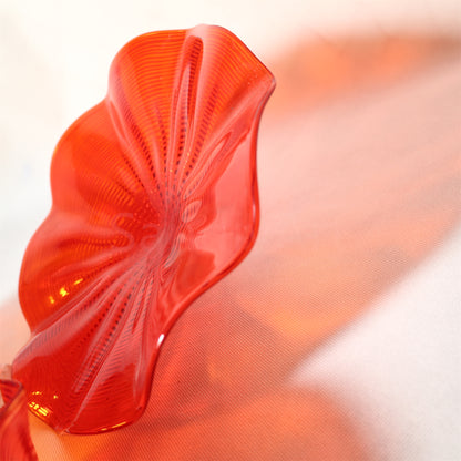 Hand made mouthblown Red color Chihuly glass plate Inspired wall decoration