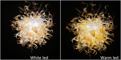 Gold mixed iridescence clear blown glass home hotel chandelier decoration chihuly tyle lighting art