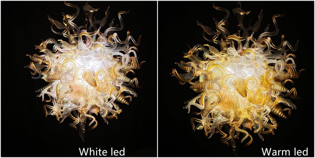 Gold mixed iridescence clear blown glass home hotel chandelier decoration chihuly tyle lighting art
