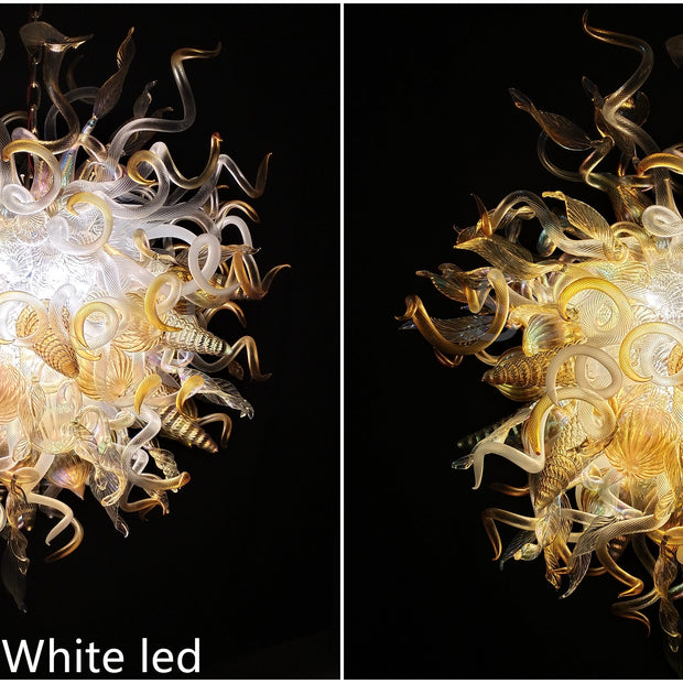 Gold mixed iridescence clear blown glass home hotel chandelier decoration chihuly tyle lighting art