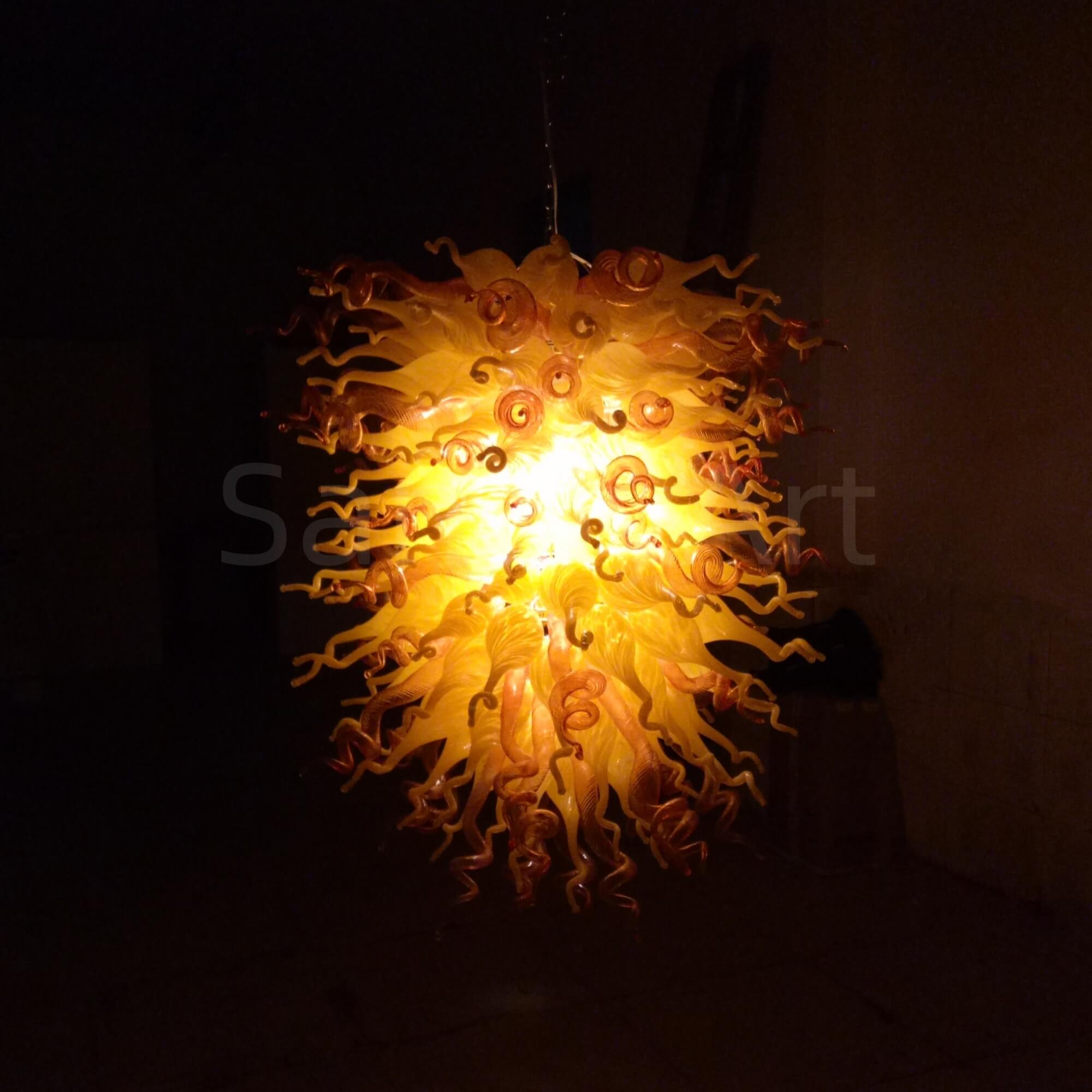 Yellow and orange blown glass light fixtures