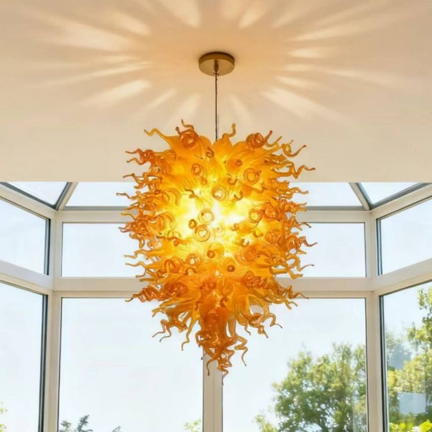 Yellow and orange blown glass light fixtures
