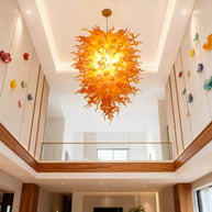Yellow and orange blown glass light fixtures