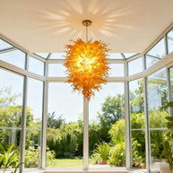 Yellow and orange blown glass light fixtures
