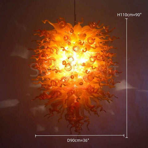 Yellow and orange blown glass light fixtures