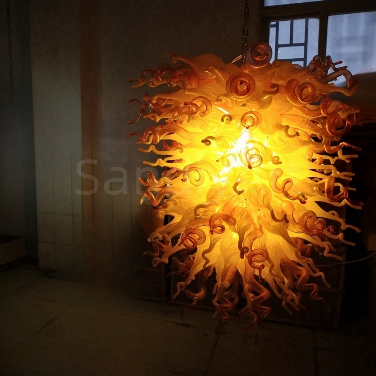 Yellow and orange blown glass light fixtures modern design