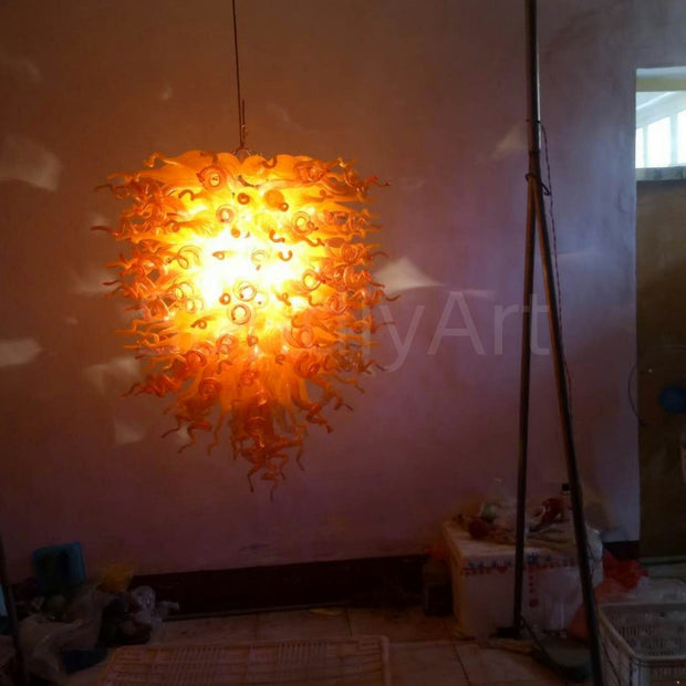 Yellow and orange blown glass light fixtures modern design