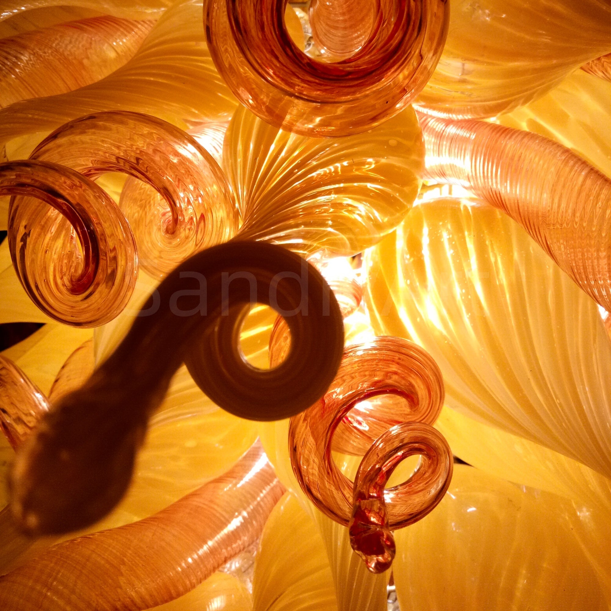 Yellow and orange blown glass light fixtures modern design