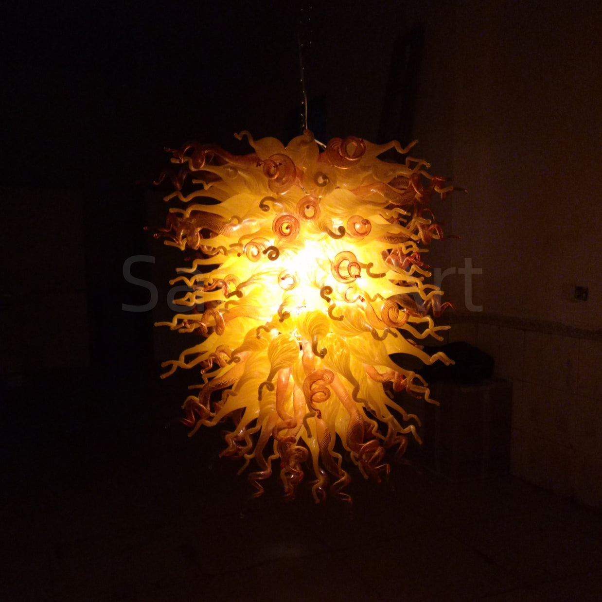 Yellow and orange blown glass light fixtures modern design