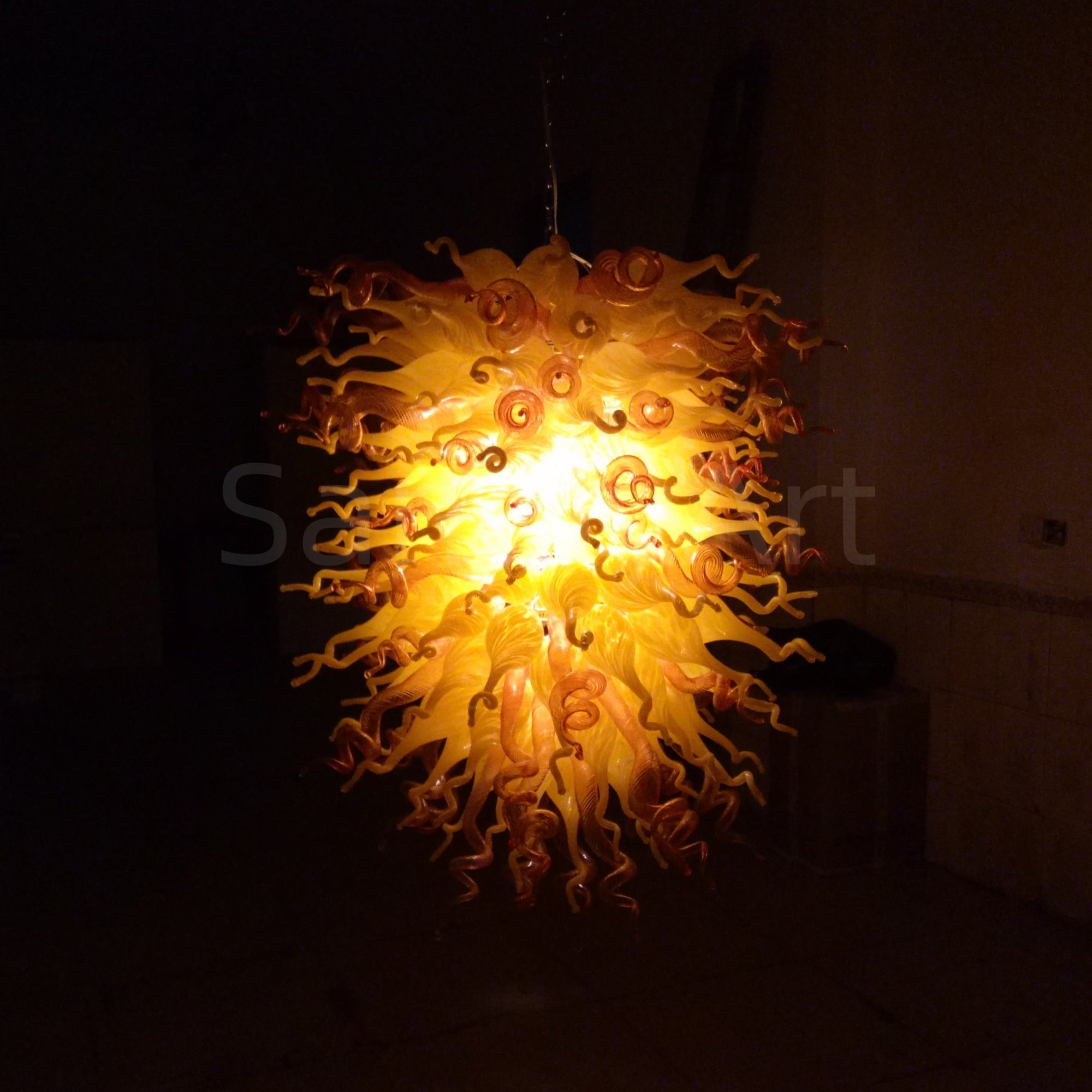 Yellow and orange blown glass light fixtures modern design