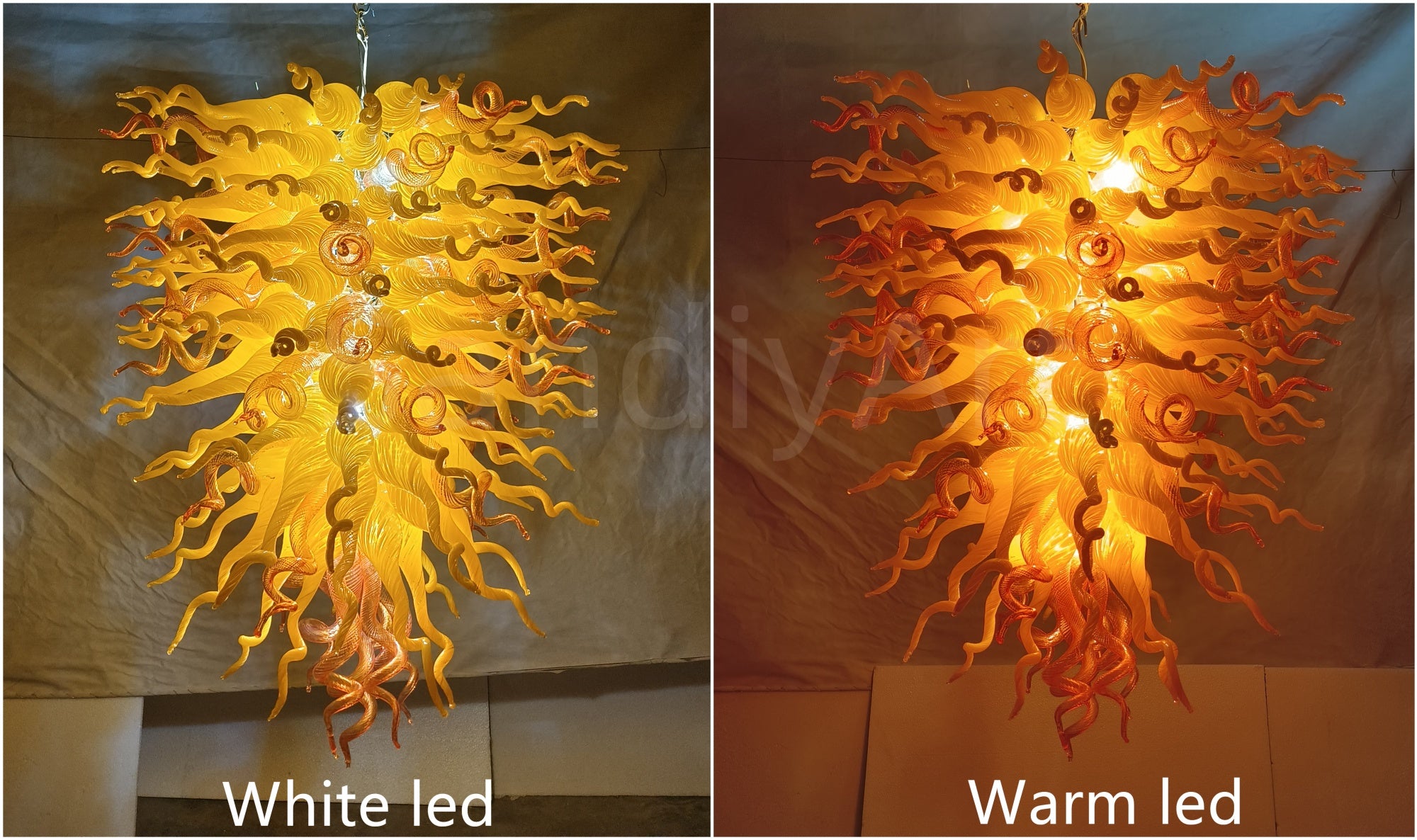 Yellow and orange blown glass light fixtures modern design