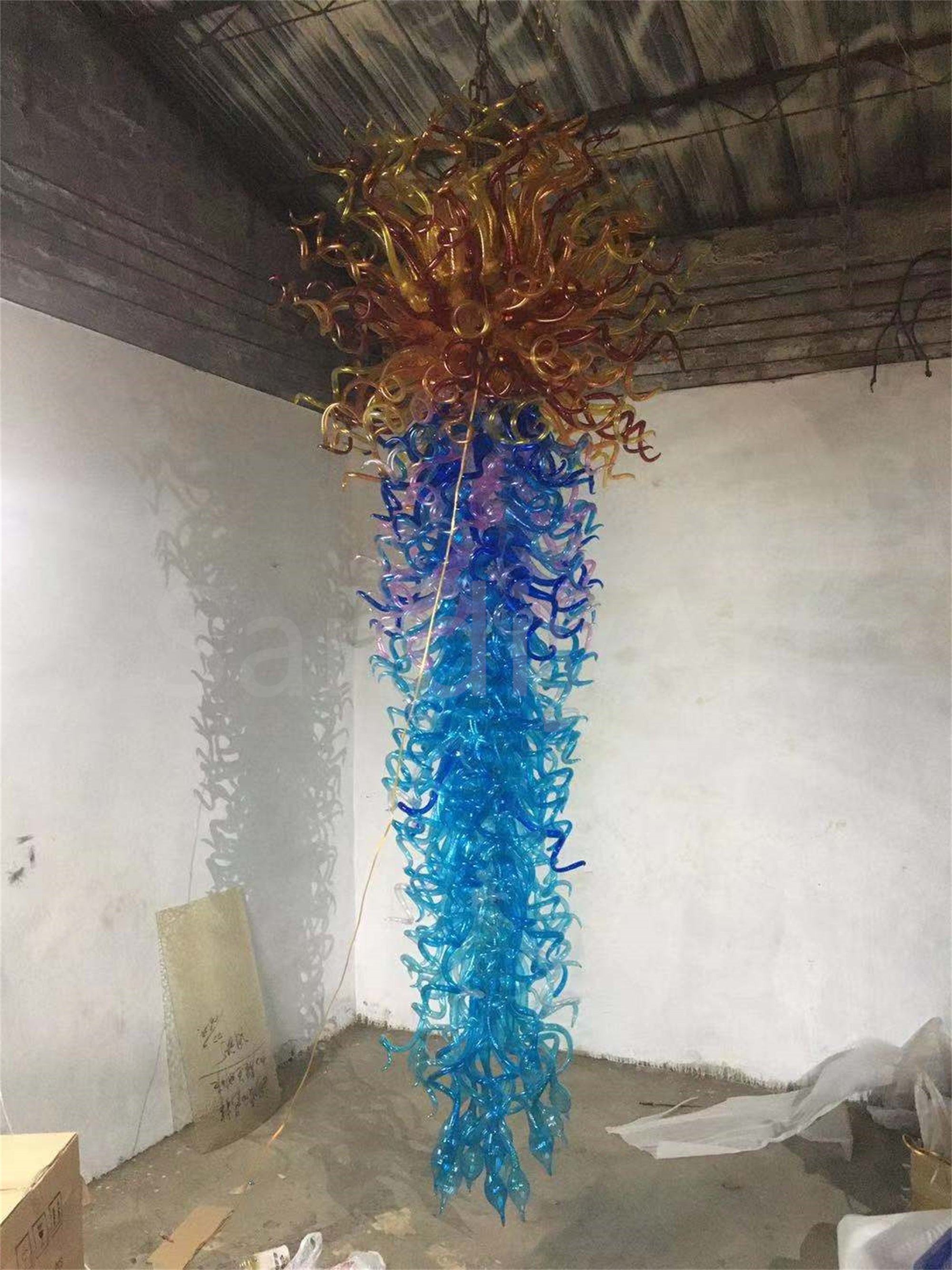 300cm tall big blown glass chandelier for hotel decoration