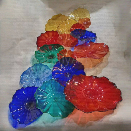 Modern design hand made blown glass flower wall art decoration DIY