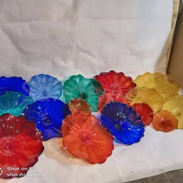 Modern design hand made blown glass flower wall art decoration DIY