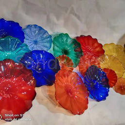 Modern design hand made blown glass flower wall art decoration DIY