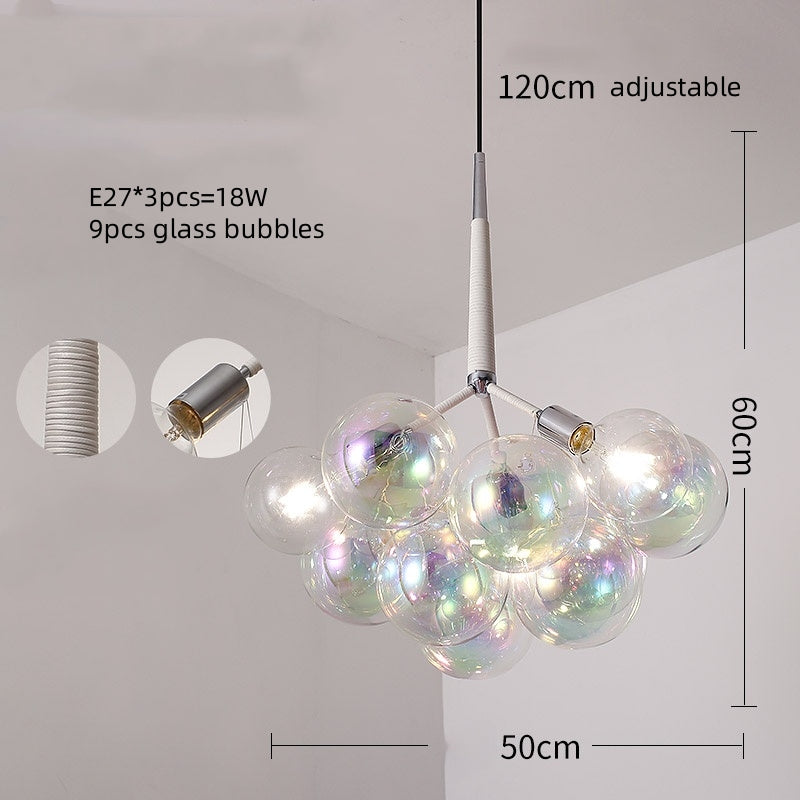 Hand made blown glass clear iridescent bubbles chandelier