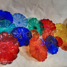 Modern design hand made blown glass flower wall art decoration DIY