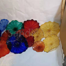 Modern design hand made blown glass flower wall art decoration DIY