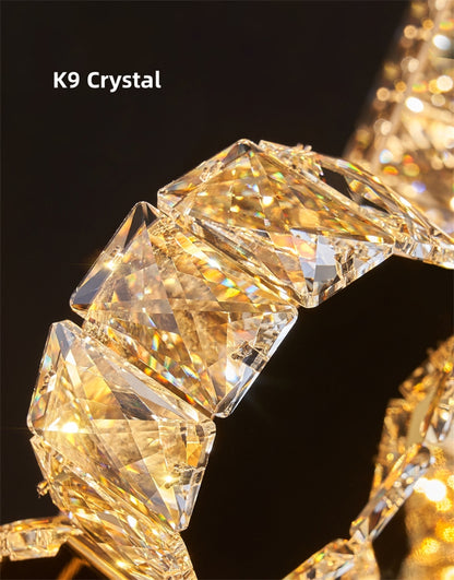 Spiral staircase crystal chandelier luxury modern style