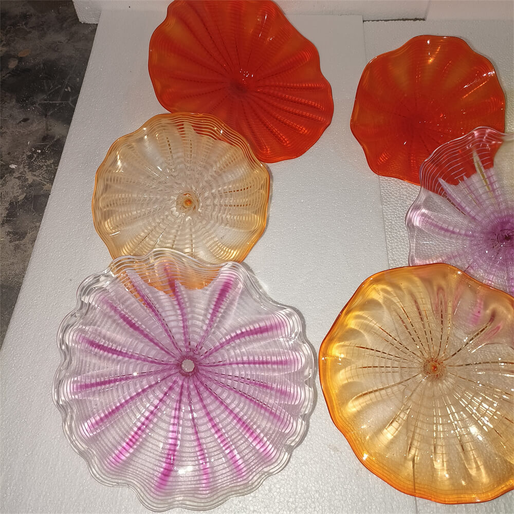 Chihuly style glass platters decoration for wall ceiling