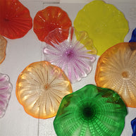 Chihuly style glass platters decoration for wall ceiling