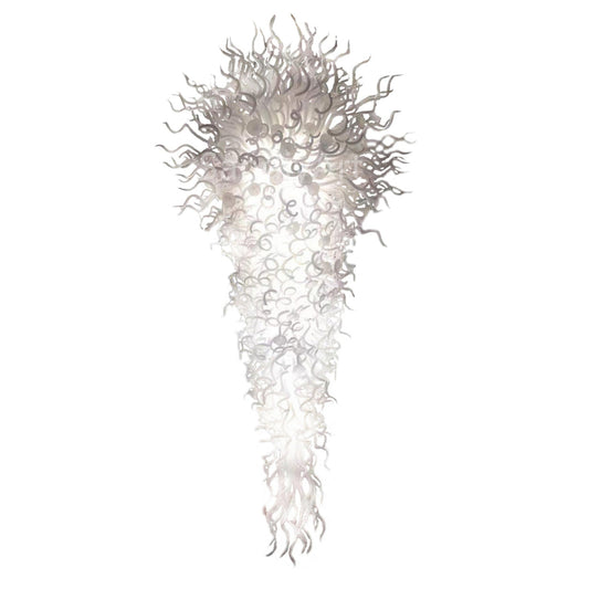 300cm height hand made big blown glass white chandelier villa hotel mall project lighting decoration