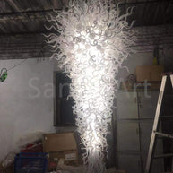 300cm height hand made big blown glass white chandelier villa hotel mall project lighting decoration