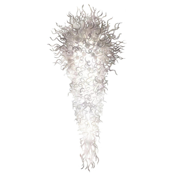 300cm height hand made big blown glass white chandelier villa hotel mall project lighting decoration