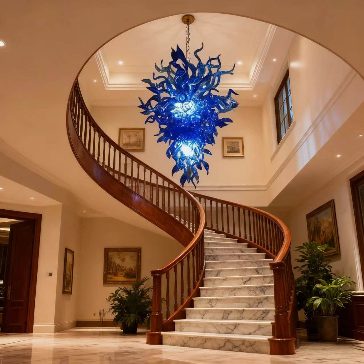 Hand made blue glass lighting