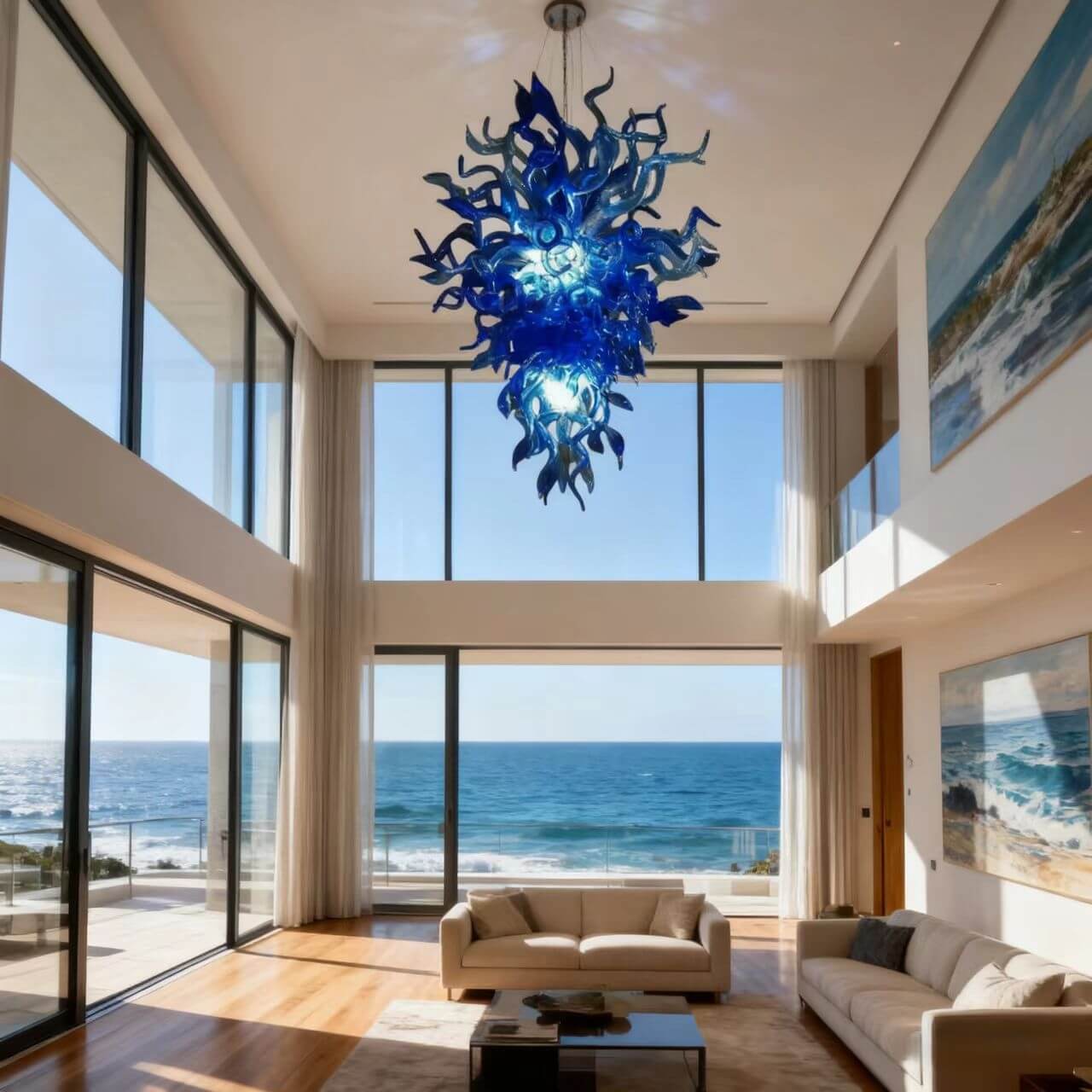 Hand made blue glass lighting