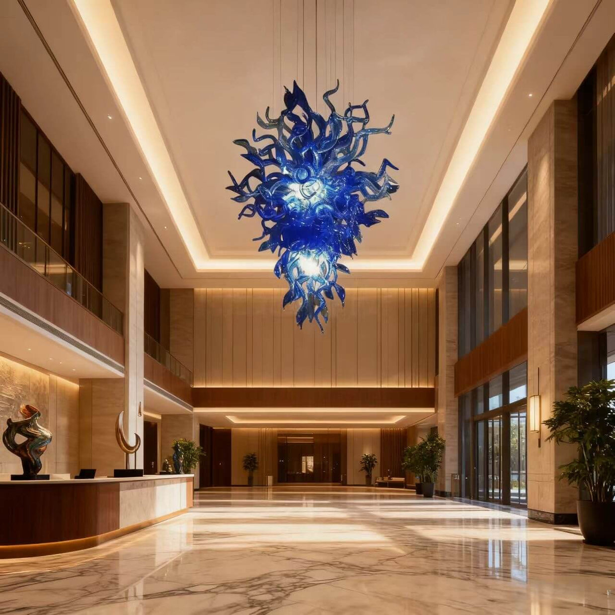 Hand made blue glass lighting