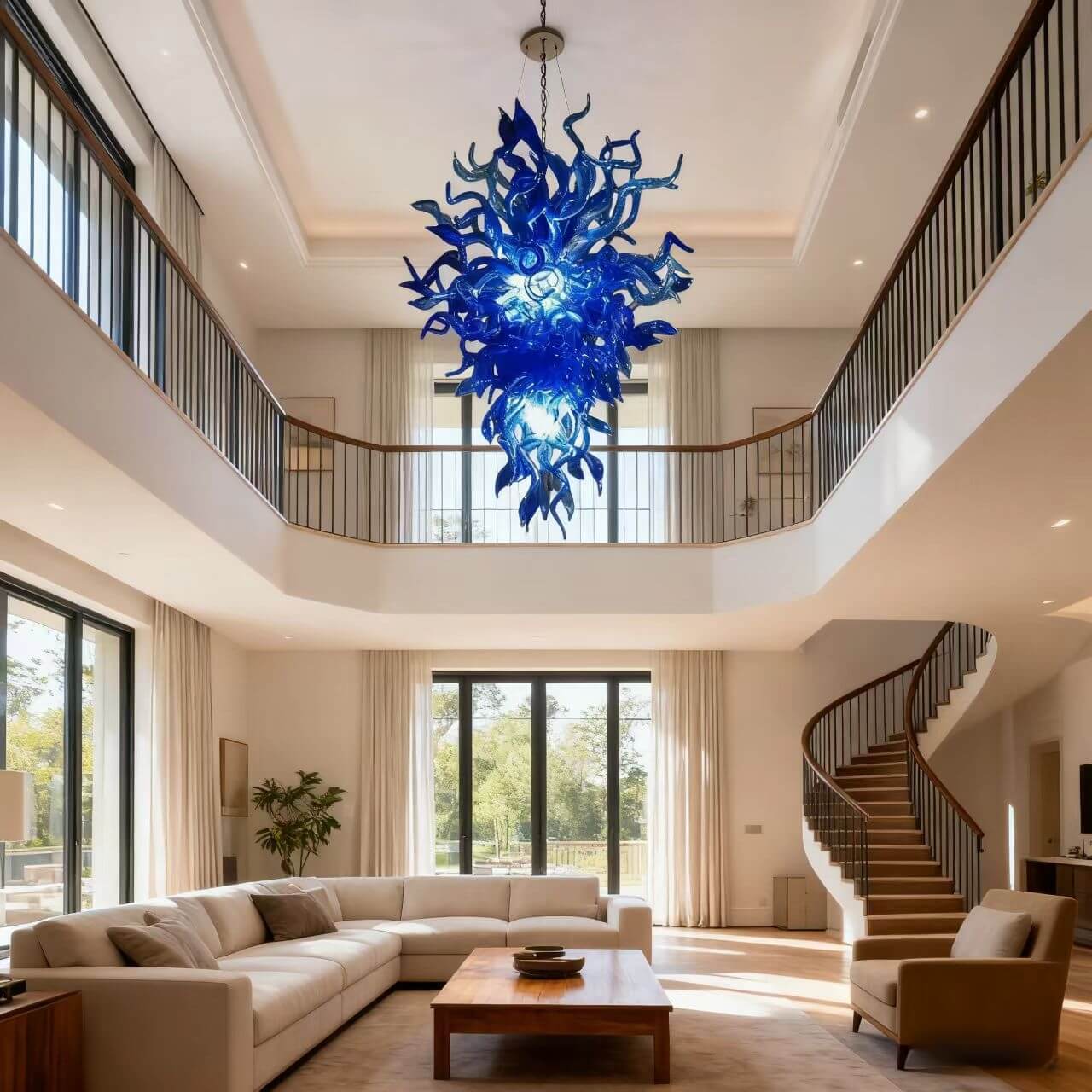 Hand made blue glass lighting