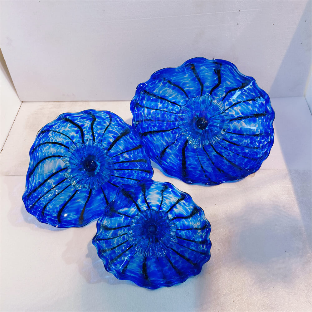 Chihuly style wall decoration blown glass platters hand made