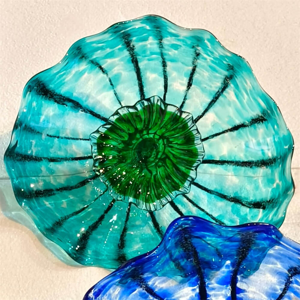 Chihuly style wall decoration blown glass platters hand made