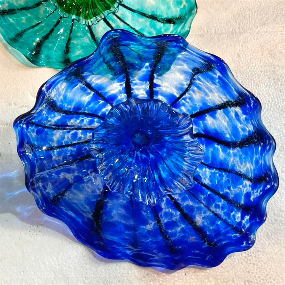 Chihuly style wall decoration blown glass platters hand made