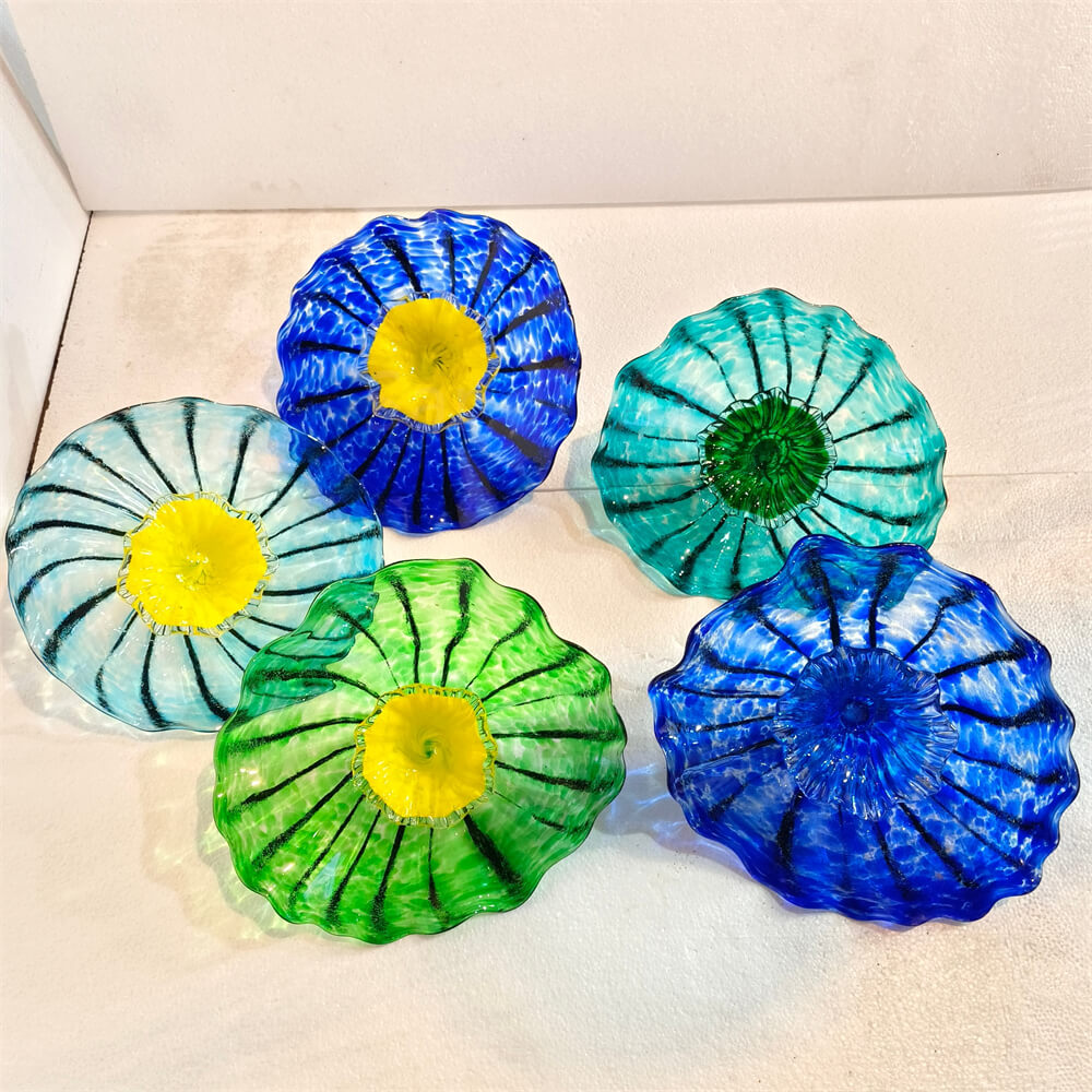 Chihuly style wall decoration blown glass platters hand made