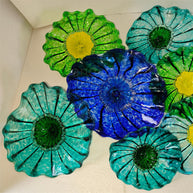 Chihuly style wall decoration blown glass platters hand made