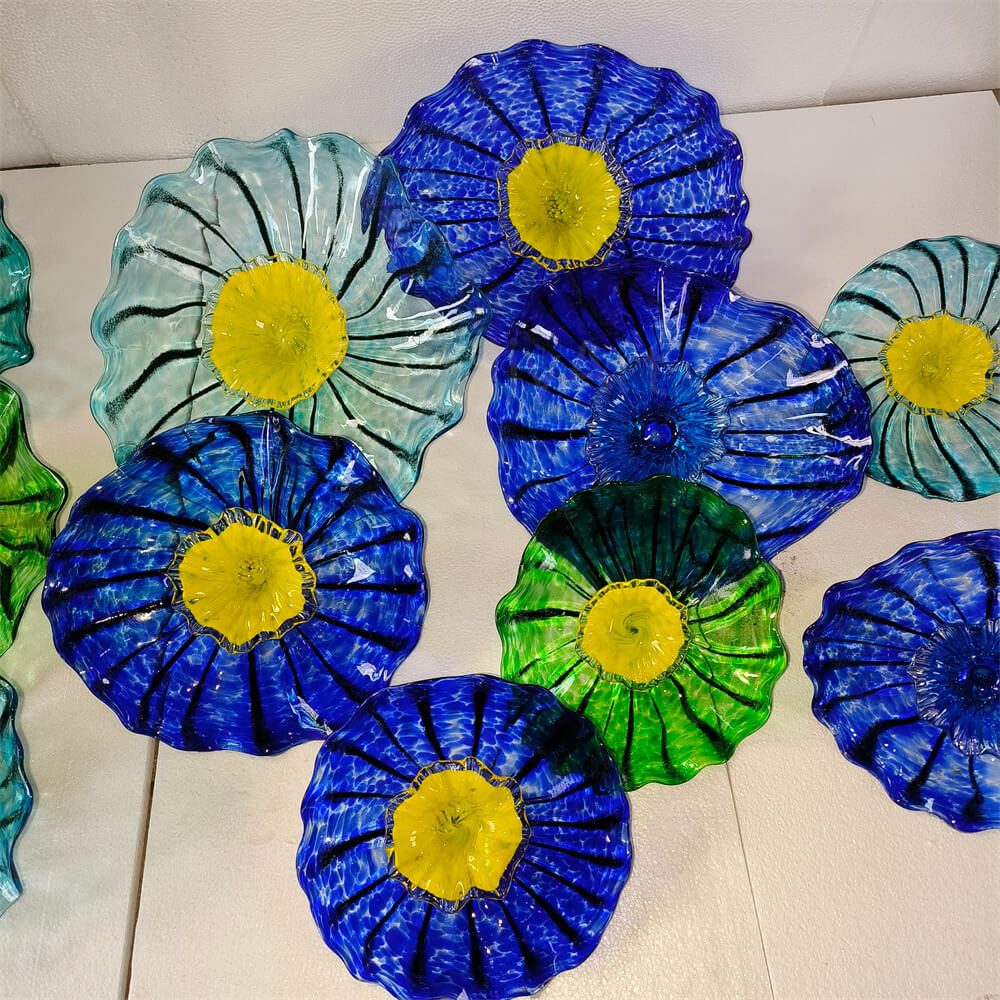Chihuly style wall decoration blown glass platters hand made