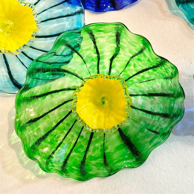 Chihuly style wall decoration blown glass platters hand made