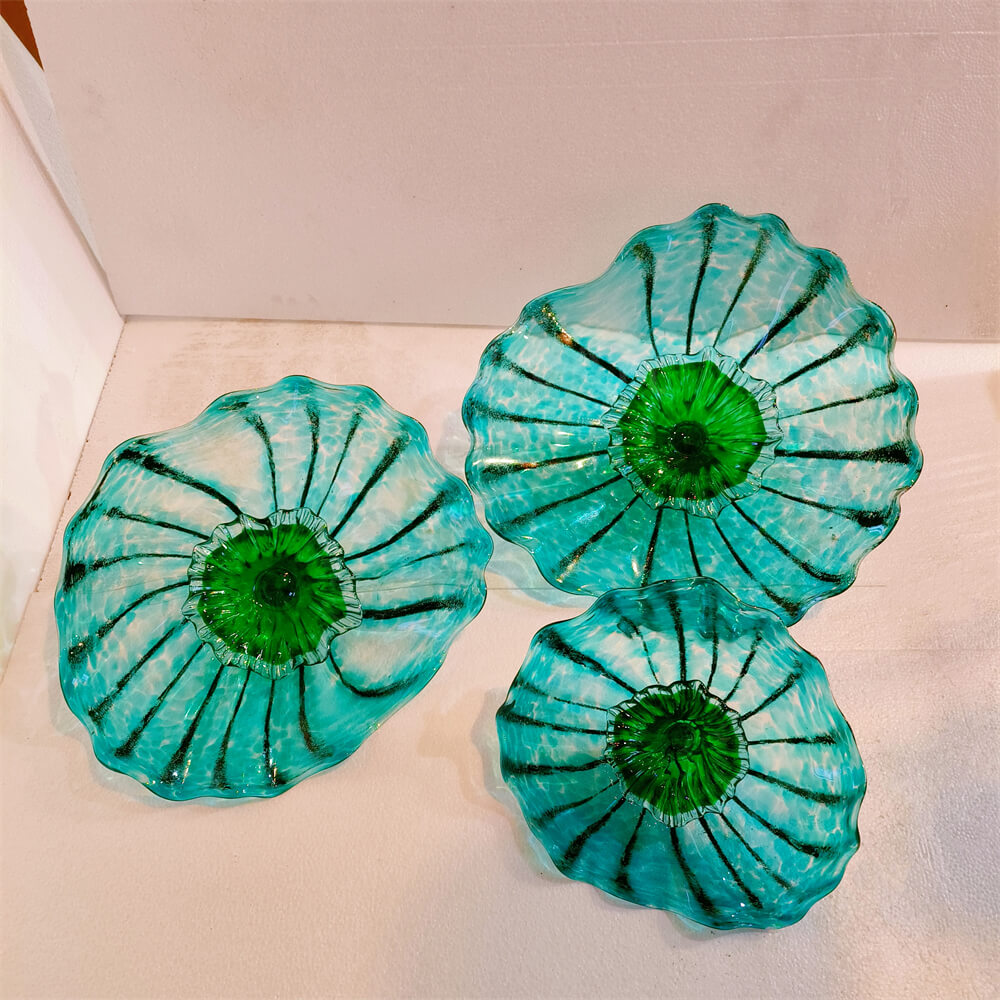 Chihuly style wall decoration blown glass platters hand made