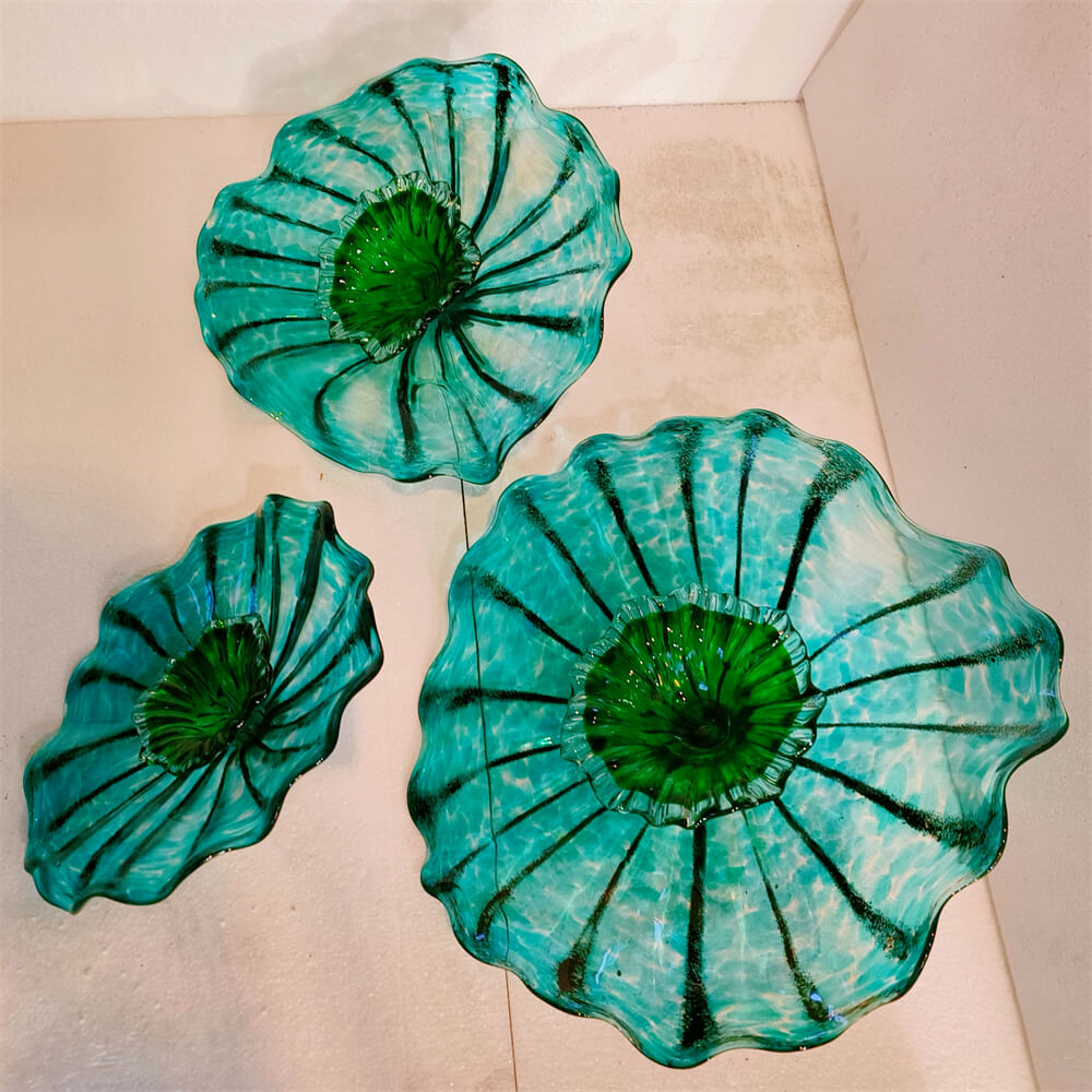 Chihuly style wall decoration blown glass platters hand made