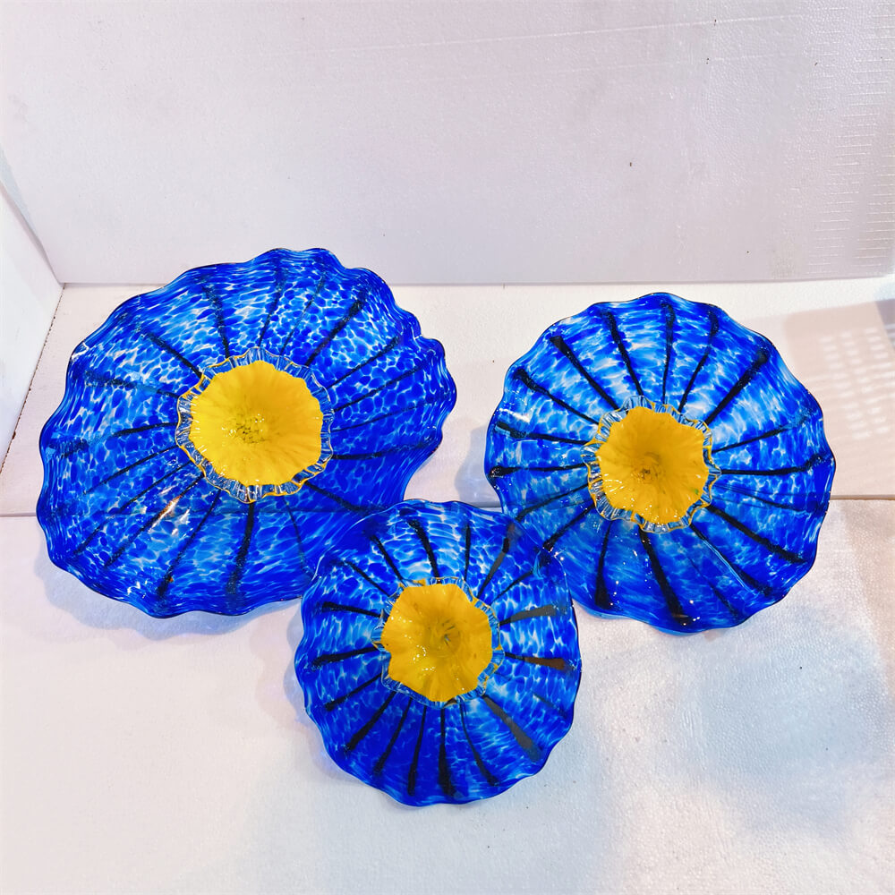 Chihuly style wall decoration blown glass platters hand made