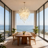White and clear glass chandelier