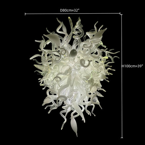 White and clear glass chandelier