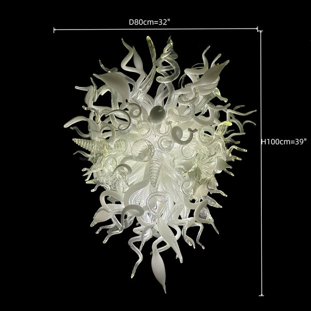 White and clear glass chandelier