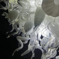 White and clear glass chandelier