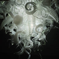 White and clear glass chandelier