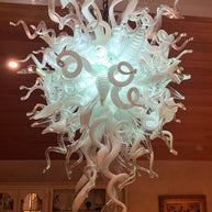 White and clear glass chandelier