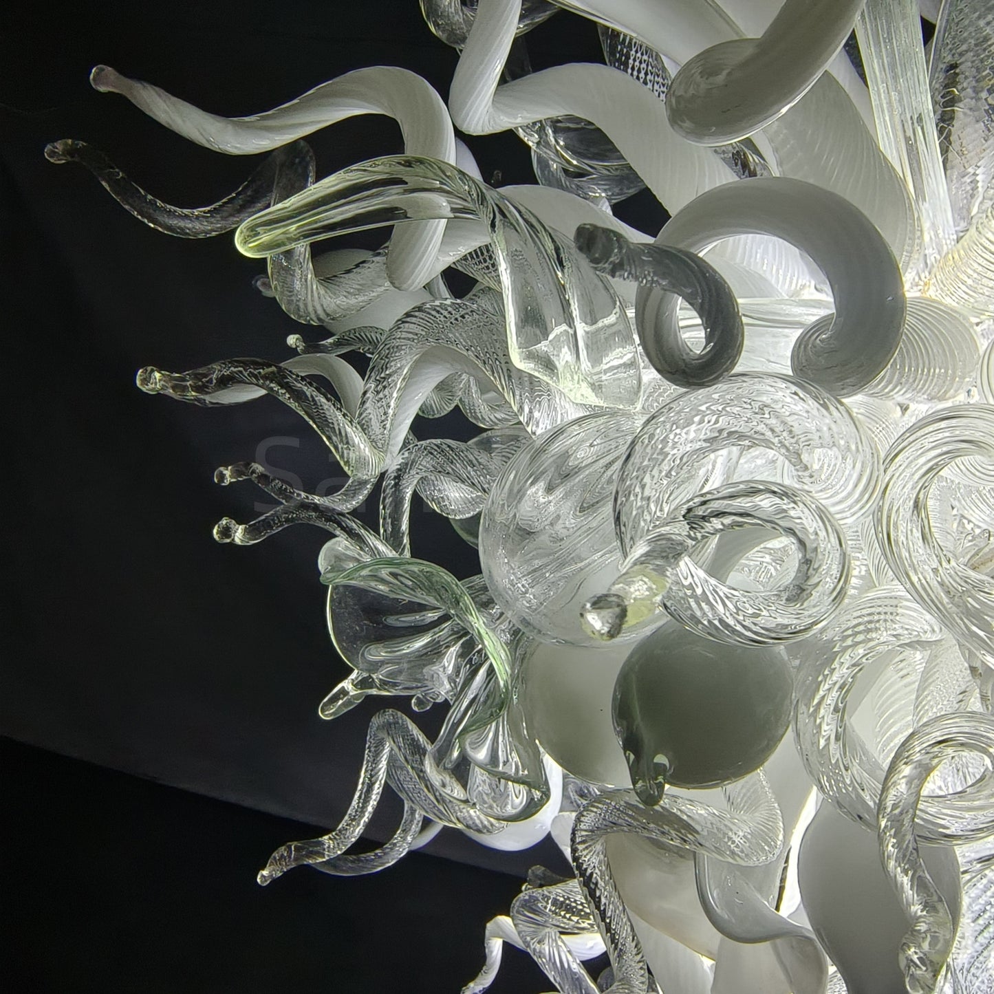 Fashion clear mixed white blown chihuly style glass chandelier